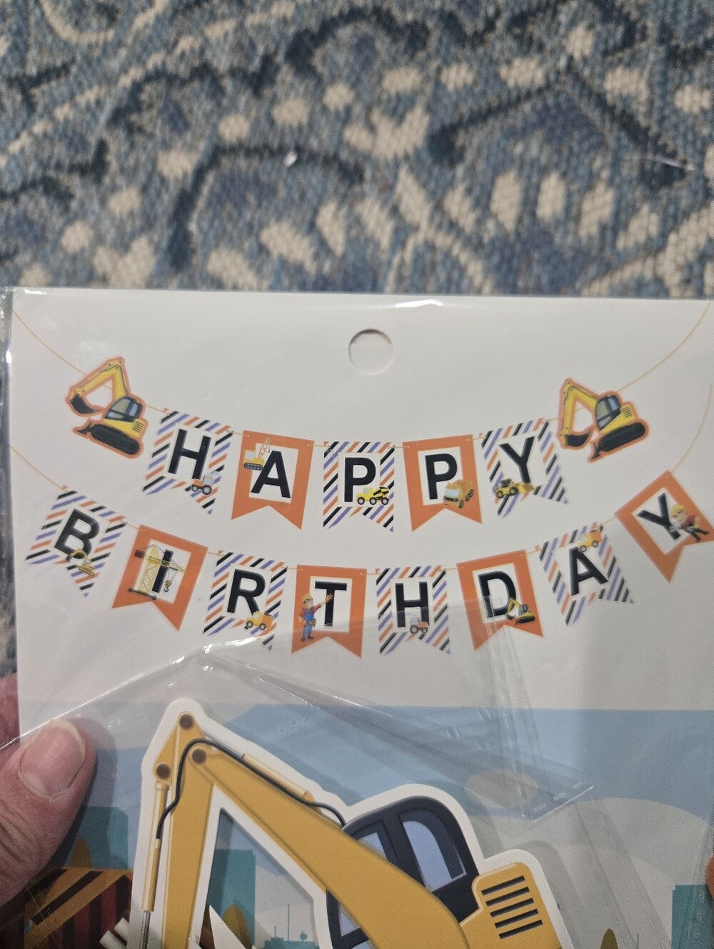 Construction Theme Happy Birthday Banner - Yellow